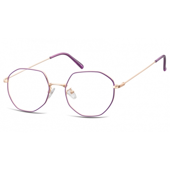 Lenonki Sześciokątne Okulary oprawki optyczne 925A fioletowo-złote